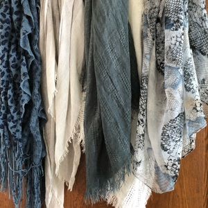 Assorted blue/gray/indigo scarves (set of 4)